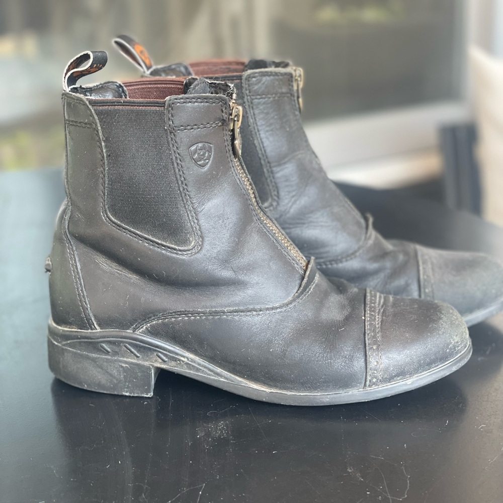 Youth Kids Size 2 Ariat Scout Zip Paddock Boot Black Horseback Riding Boot